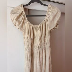 Chic Cream Puff Sleeve Midi Dress